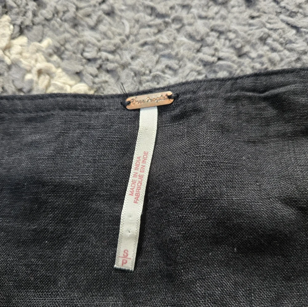 FREE PEOPLE Black Linen Carino Mini Wrap Dress Small Petite - Picture 13 of 14